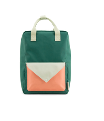 large backpack envelope grass green/powder blue/coral orange